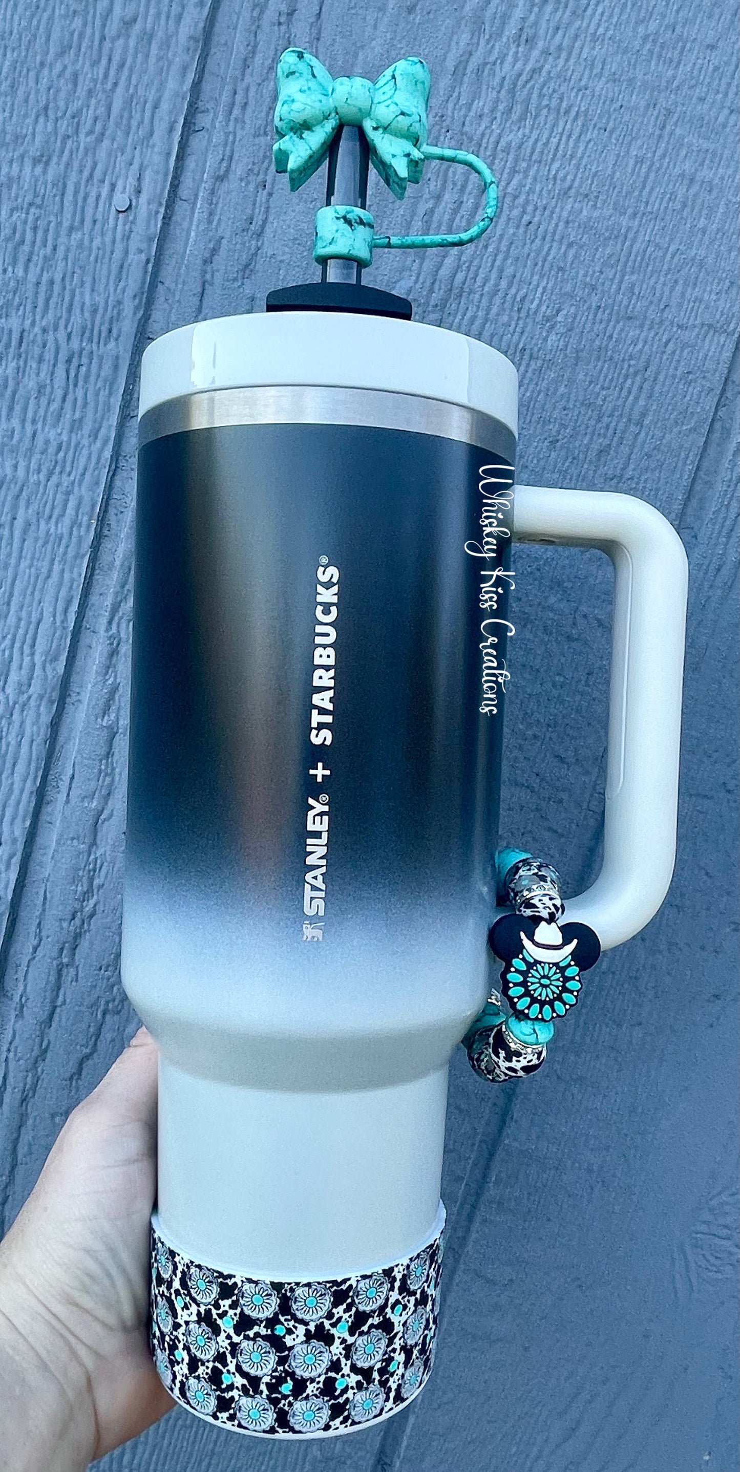 Turquoise Cow Tumbler Boot