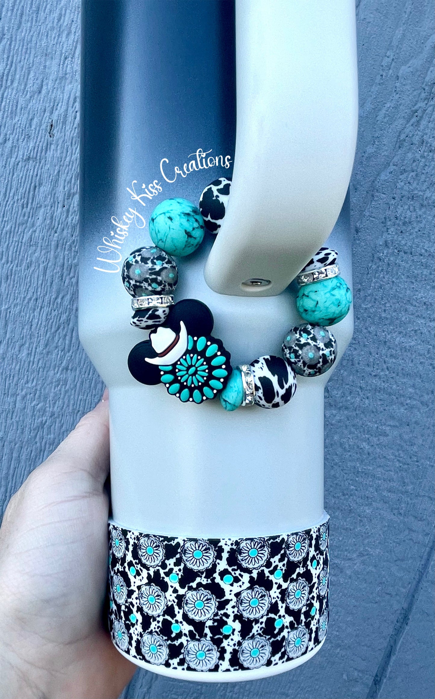 Turquoise Cow Tumbler Boot