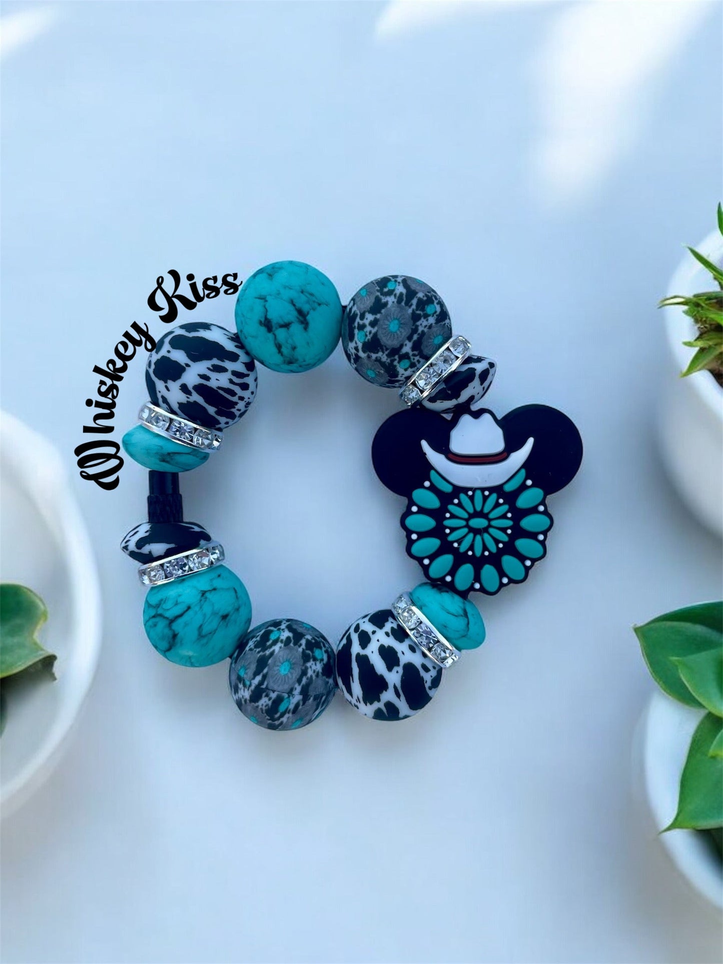 Turquoise Cow Tumbler Boot