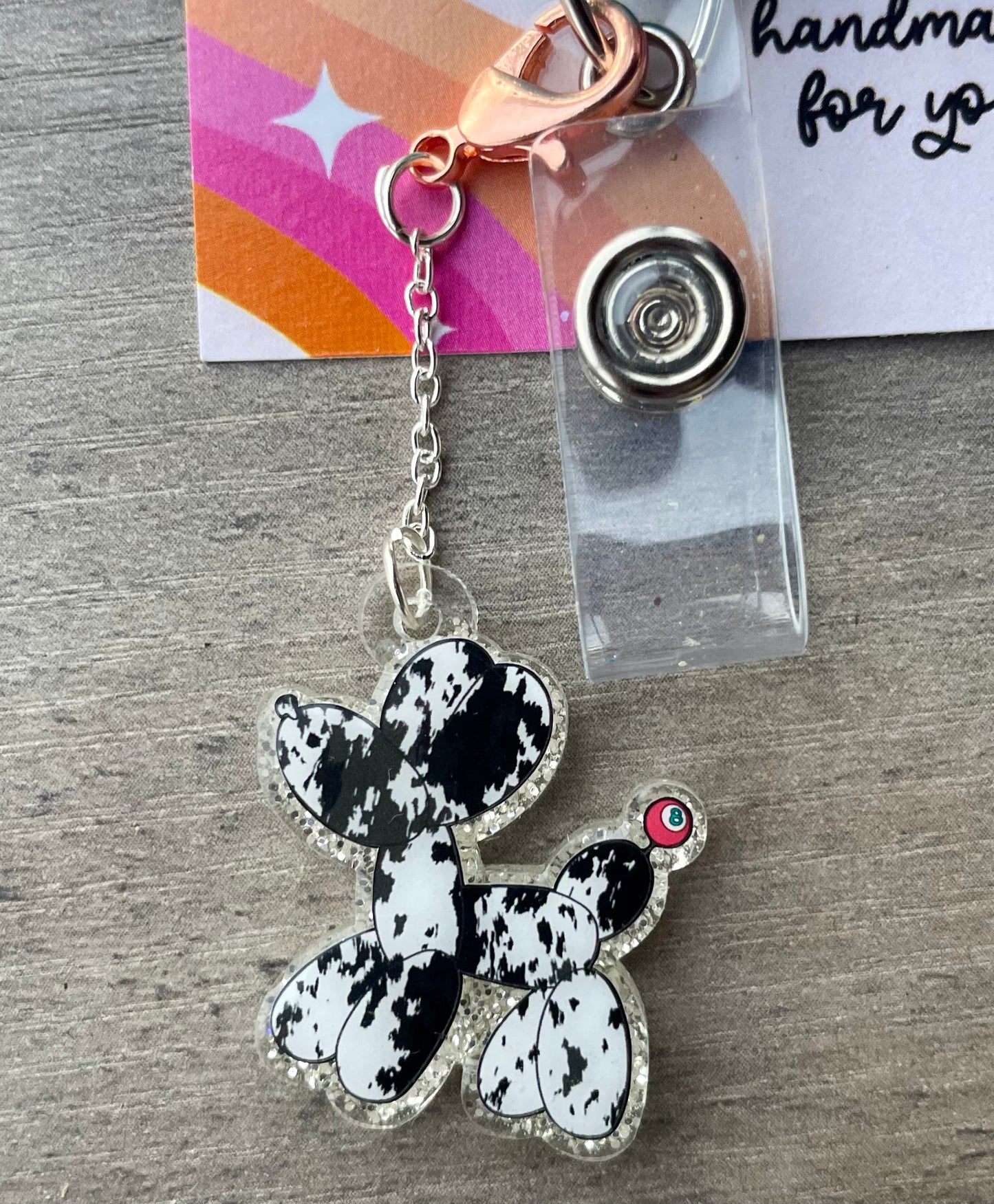Balloon Dog Badge Reel- For Healthcare Workers, Phlebotomist, CNA, MA
