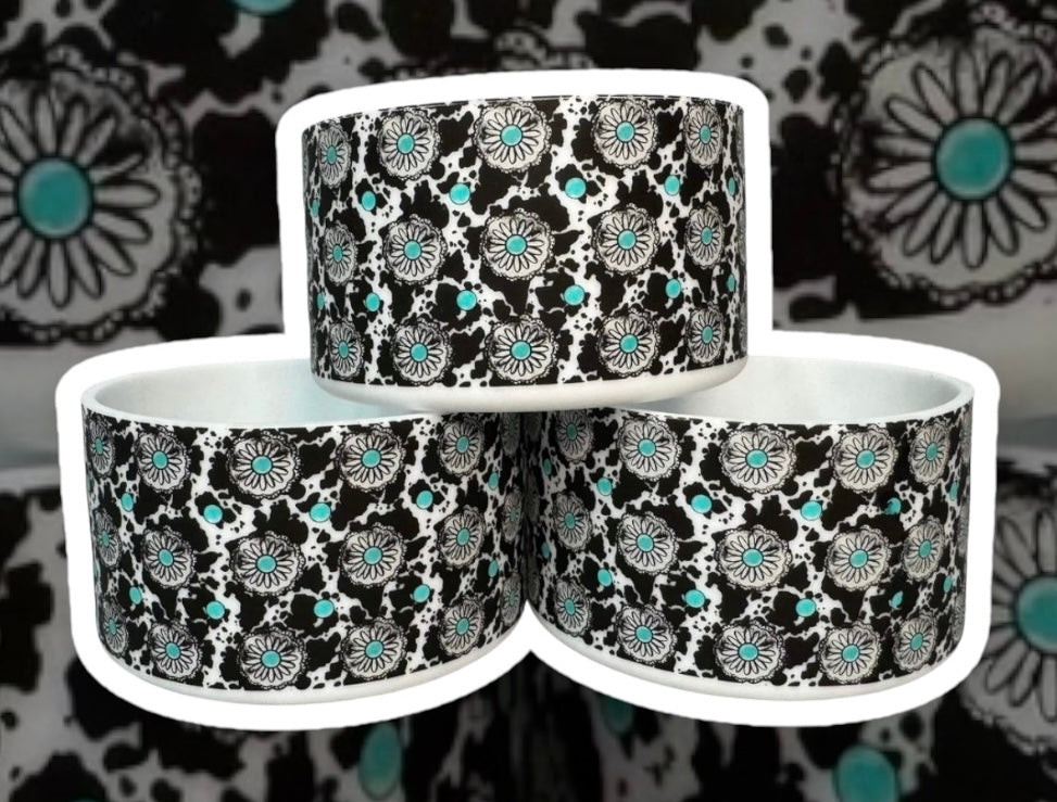 Turquoise Cow Tumbler Boot