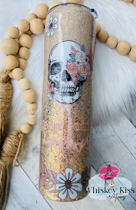 Floral Skull- 32 oz Skinny