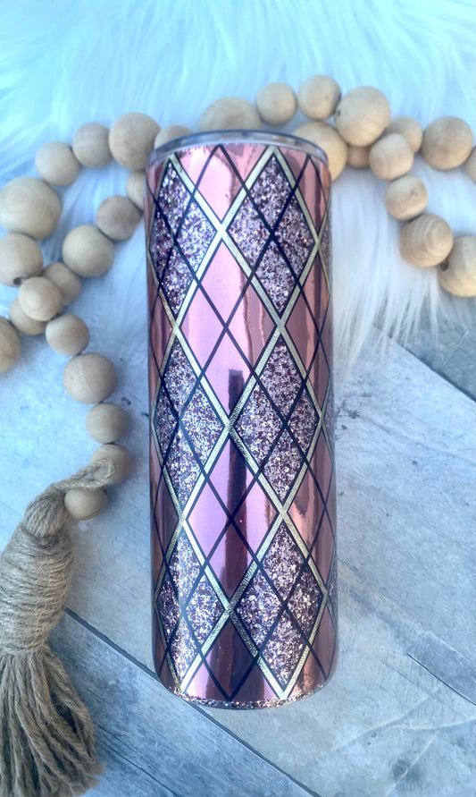 Rose Gold Argyle- 24 oz