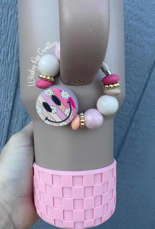 Blush Pink Smiley Daisy Handle Bracelet