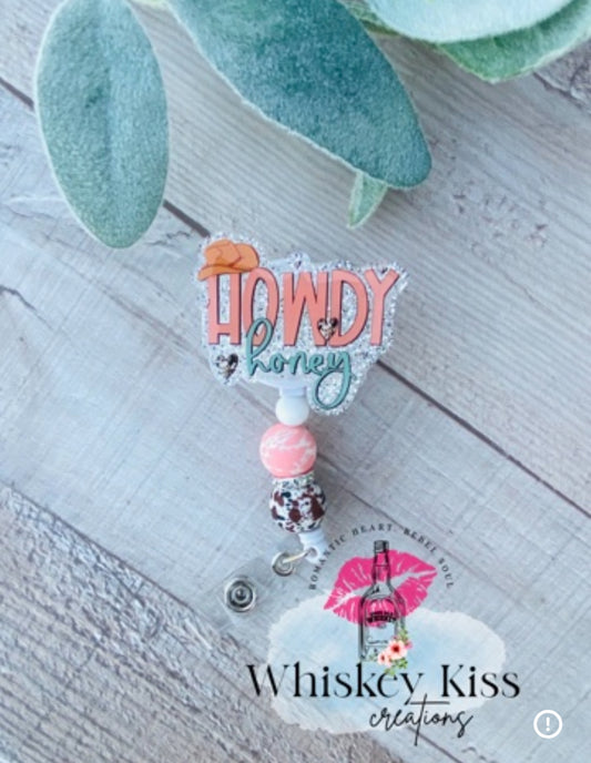 Howdy Honey Beaded Badge Reel