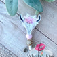 Floral Bull Skull Beaded Badge Reel