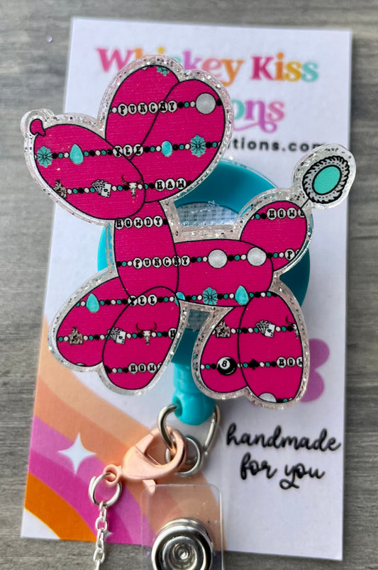 Balloon Dog Badge Reel- For Healthcare Workers, Phlebotomist, CNA, MA