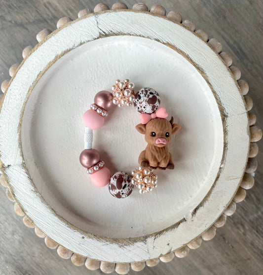 Handle Bracelet- Cute Brown Cow