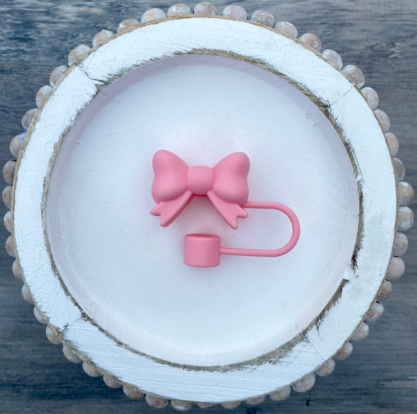 Bow Straw Topper- Blush Pink