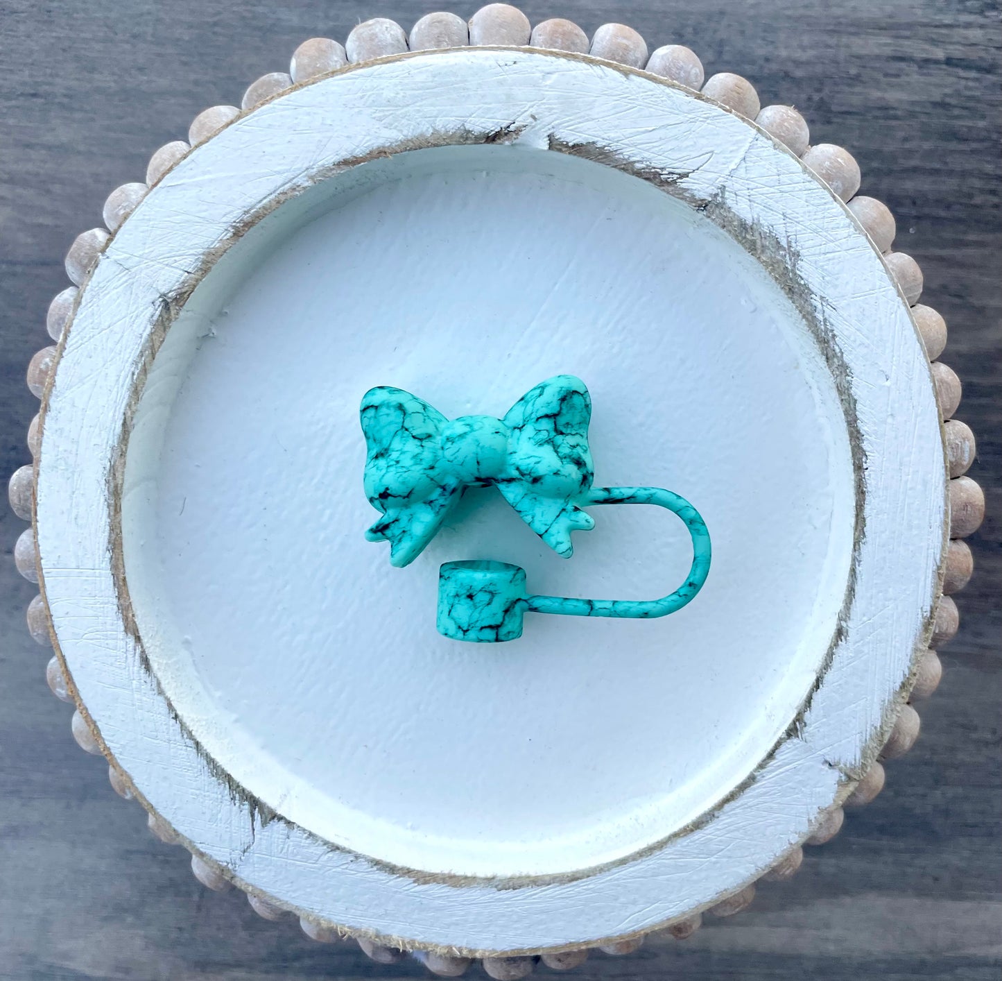 Bow Straw Topper- Turquoise Stone