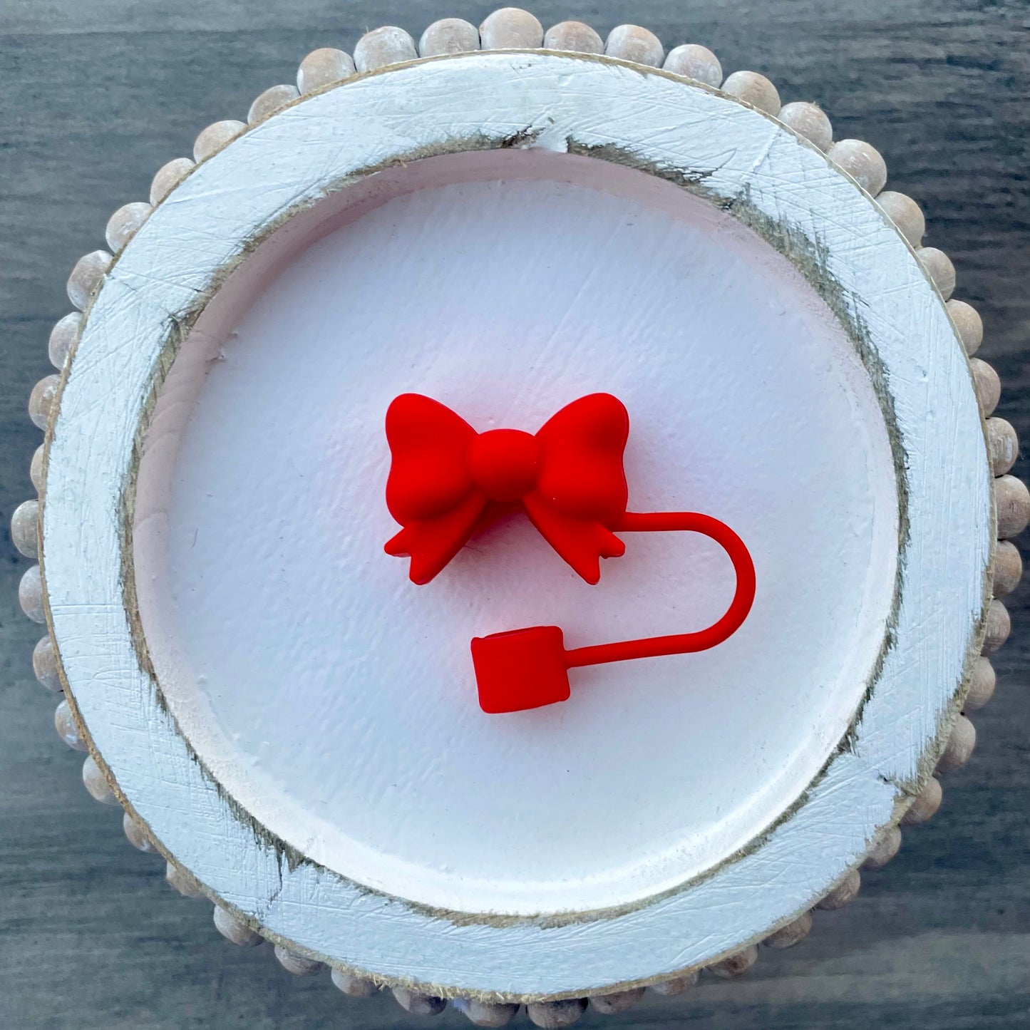 Bow Straw Topper- Red