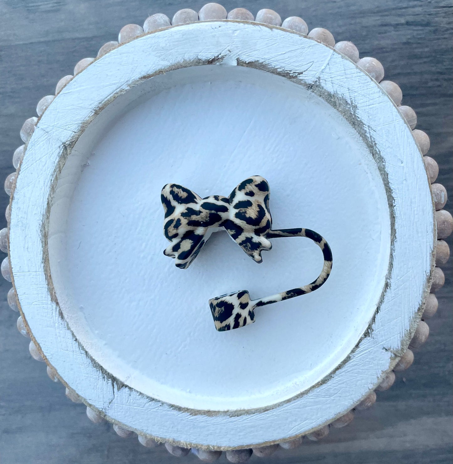 Bow Straw Topper- Leopard