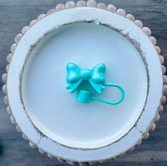 Bow Straw Topper- Turquoise Opal