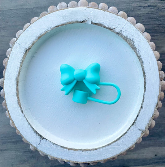 Bow Straw Topper- Turquoise