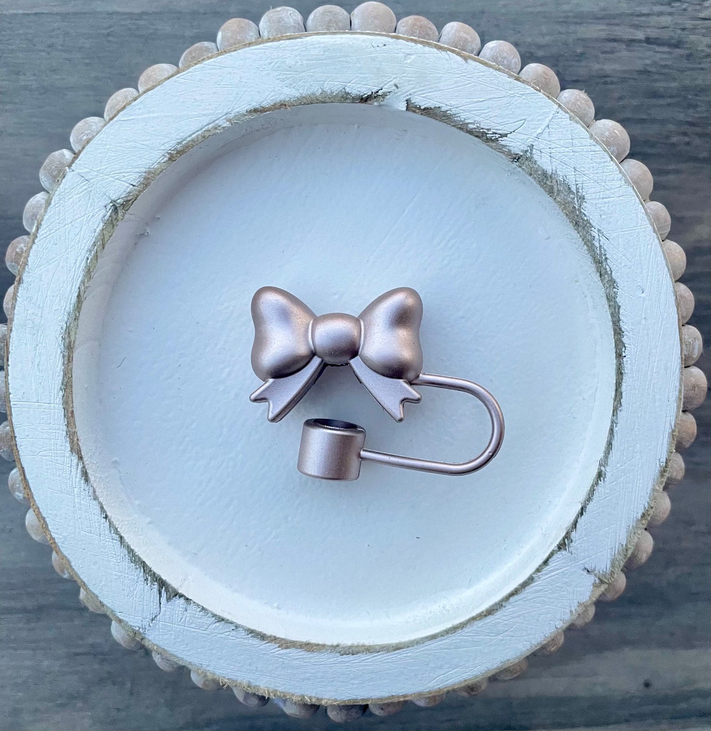 Bow Straw Topper- Rose Gold