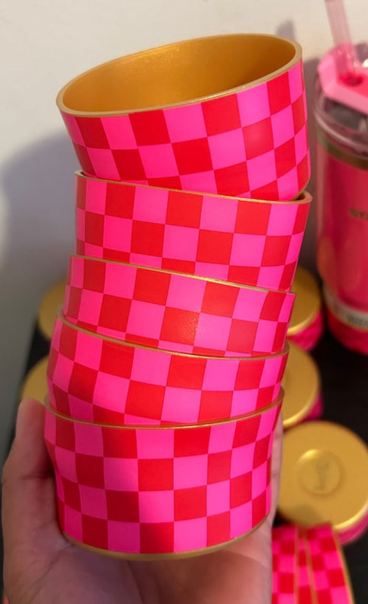 Pink/Red Checkered Tumbler Boot