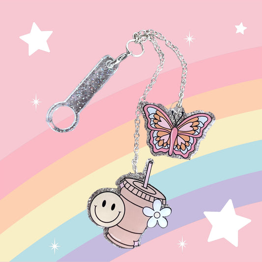 Iced Coffee & Butterflies Straw Charm