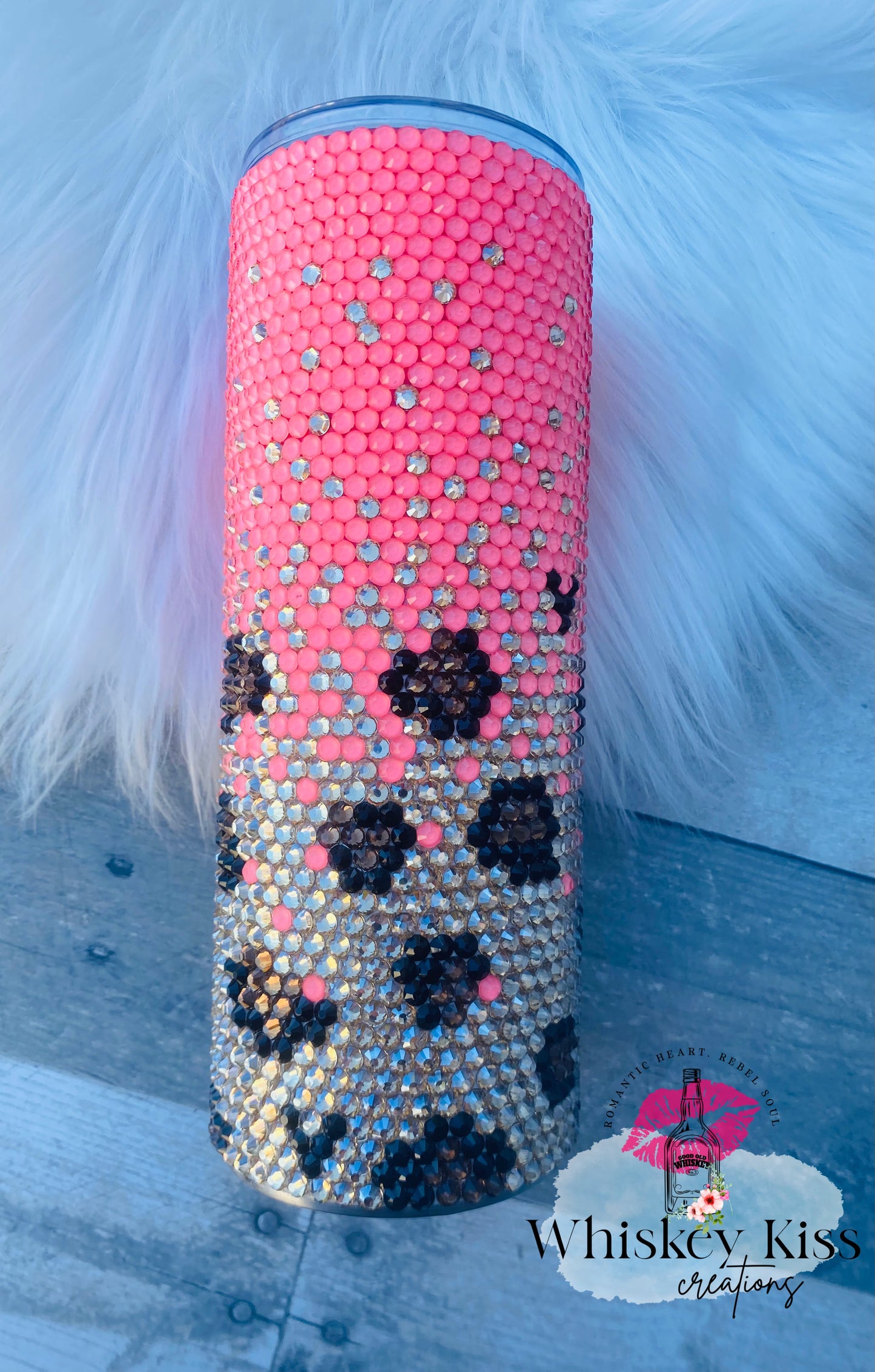 Coral Leopard Rhinestone Tumbler- 24 oz Plump